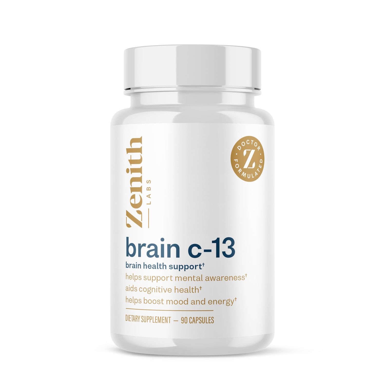 Brain C-13 Cognitive Booster Supplement by Zenith Labs - Natural Brain Health Support - Supports Memory, Focus, Concentration - Mental Clarity for Men Women