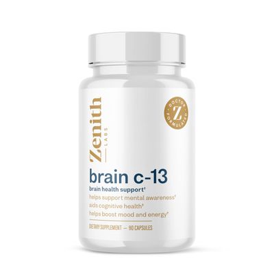 Brain C-13 Cognitive Booster Supplement by Zenith Labs - Natural Brain Health Support - Supports Memory, Focus, Concentration - Mental Clarity for Men Women