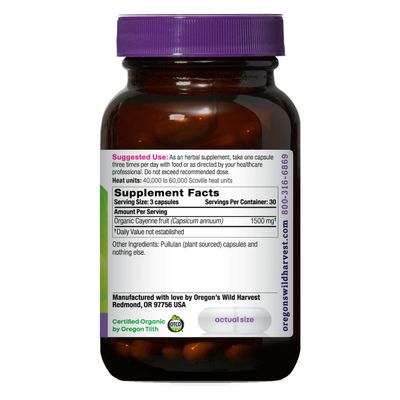 Oregon's Wild Harvest Non-GMO Cayenne Capsules, Organic Herbal Supplements, 90 Count