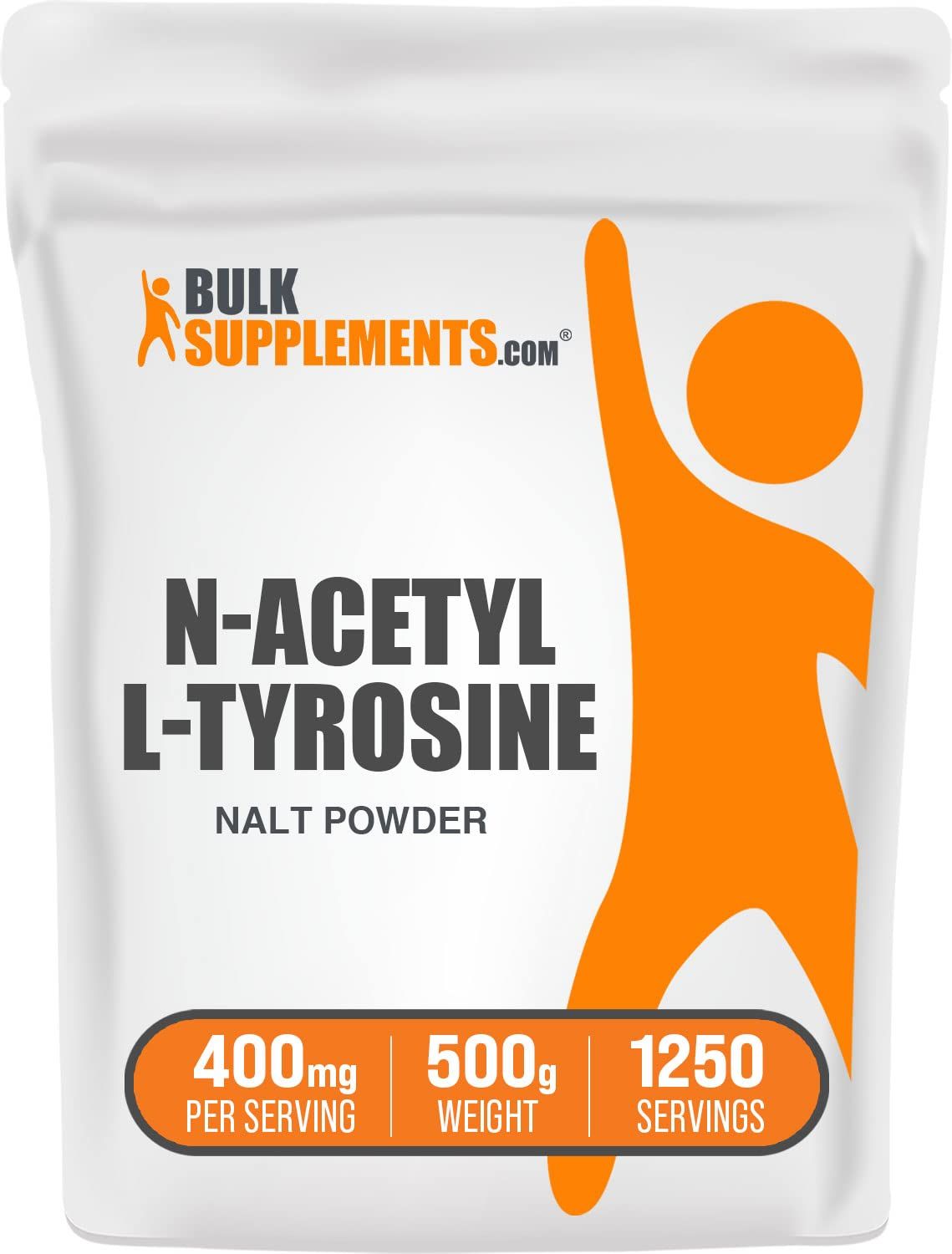 BulkSupplements.com N-Acetyl L-Tyrosine Powder -Tyrosine Supplement, NALT Powder - Amino Acid Supplement, Unflavored &amp; Gluten Free, 400mg per Serving, 500g (1.1 lbs) (Pack of 1)