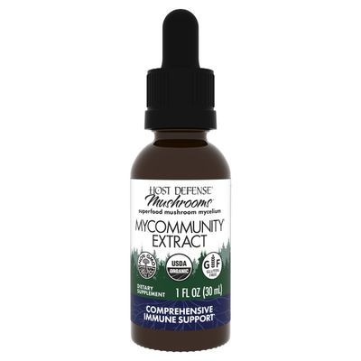 Host Defense MyCommunity Extract - 17 Species Blend Mushroom Supplement for Immune Support - Extract with Lion&#39;s Mane, Reishi, Chaga, Cordyceps, Turkey Tail &amp; More - 1 fl oz (30 Servings)*