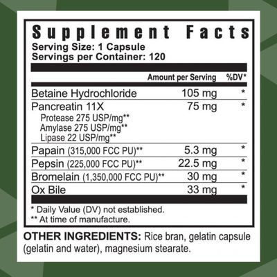 Youngevity Ultimate Enzymes - Multi Enzymes for Digestion, Gas & Bloating Relief - Betaine HCl, Ox Bile, Pancreatine 10X, Papain 6M, Pepsin 1:3000 (120 Capsules)