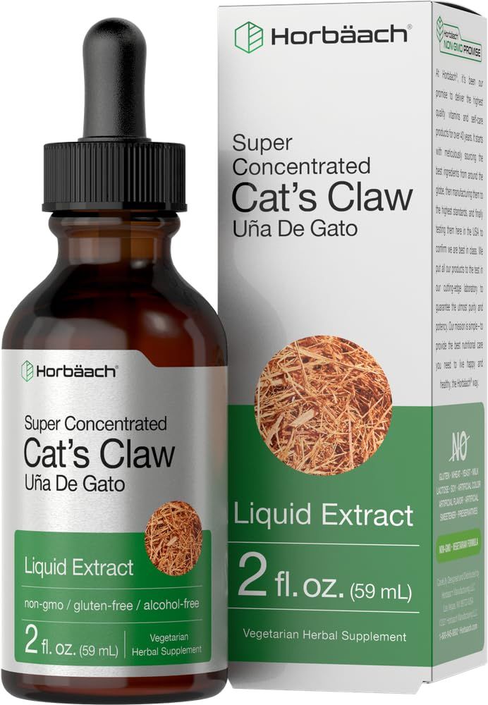 Horbach Cats Claw Herb Extract Tincture | 2 Fl Oz | Alcohol Free | Vegetarian, Non-GMO, Gluten Free Liquid