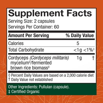 Host Defense Cordyceps Capsules - Immune & Energy Support Supplement - Kidney Health Supplement with Cordyceps - Fitness Support Supplement to Aid Oxygen Uptake - 120 Capsules (60 Servings)*