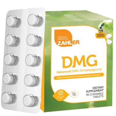 Zahler DMG 500mg - DMG Dimethylglycine Supplement for Endurance &amp; Immune System Support - DMG Supplements with Amino Acid Glycine - Nootropic Brain Supplement - Kosher 1 a Day Tablets 90 Count