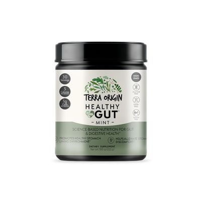 TERRA ORIGIN Healthy Gut Mint Flavor |30-Servings with L-Glutamine, Zinc, Glucosamine, Slippery Elm Bark, Marshmallow Root and More!