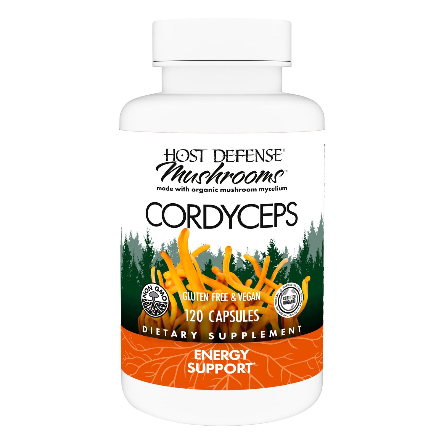 Host Defense Cordyceps Capsules - Immune &amp; Energy Support Supplement - Kidney Health Supplement with Cordyceps - Fitness Support Supplement to Aid Oxygen Uptake - 120 Capsules (60 Servings)*