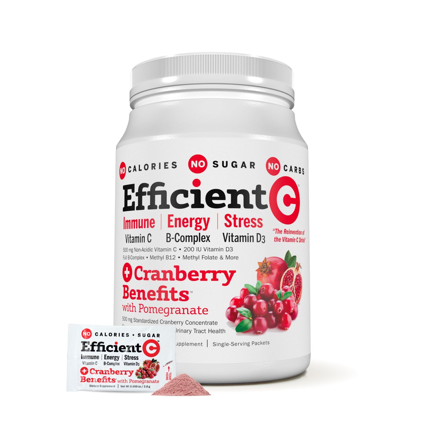 Andrew Lessman Efficient C + Cranberry Benefits 30 Packets - Immune, Energy, Stress and Urinary Tract Support. Reinvention of The Vitamin C Drink. No Calories. No Sugar. No Carbs. Easy to Mix.