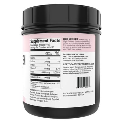 Multi Collagen Peptides Powder Types I, II, III, V, X Collagen with Hyaluronic Acid, Biotin Powder, Vitamin C, Multi Collagen Protein Powder For Skin Hair Nails Joints and Gut Health - Keto, Non-GMO