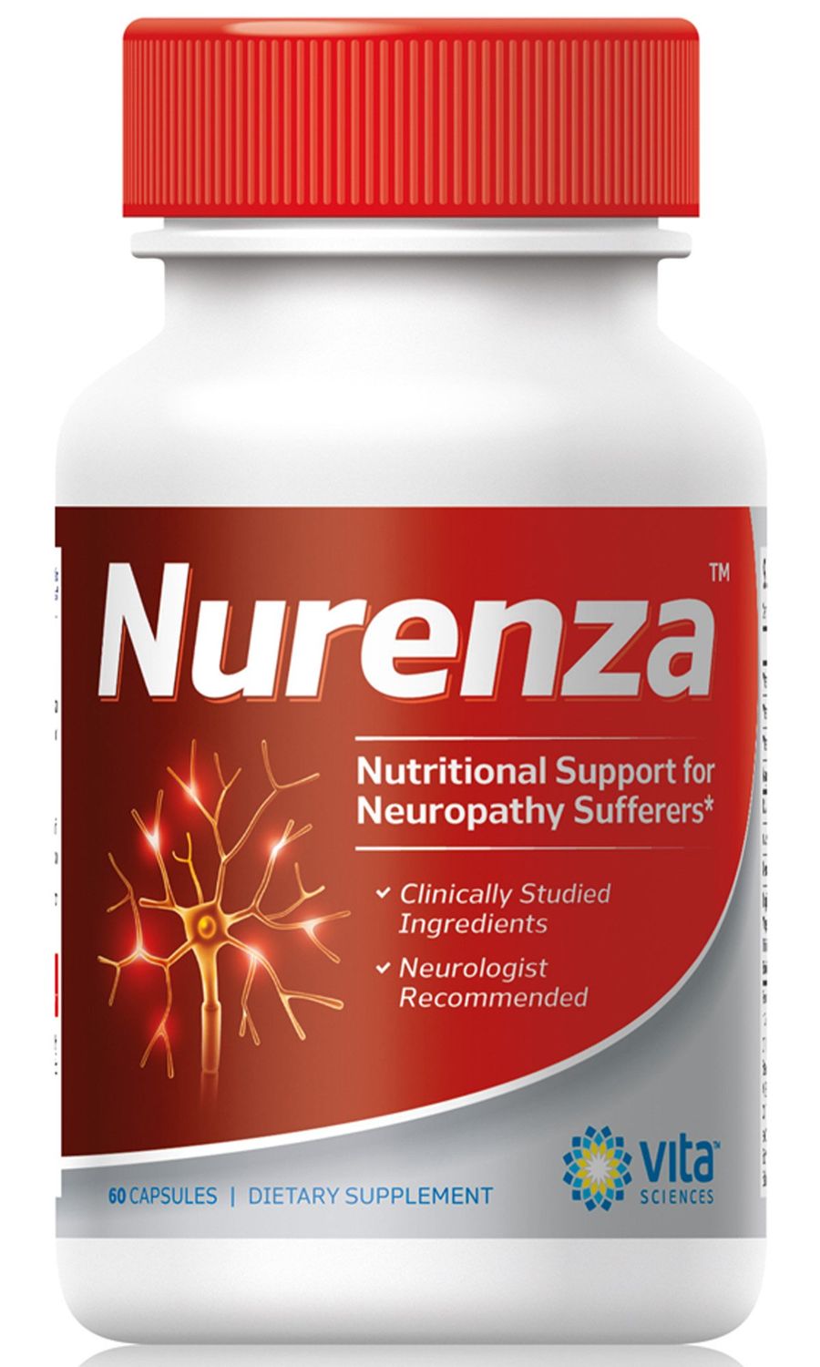 Vita Sciences Nurenza Neuropathy Supplement for Nerve Health and Fast Repair. Natural R-ALA Form 40x Strength with Vitamins and Antioxidants to Renew and Revitalize Feet, Hands, Legs, and Toes. 60 Ct.