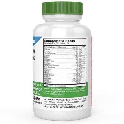 DrFormulas Digestive Enzymes for Bloating Relief, Gas, Lactose Intolerance, Digestion Support with Lactase, Amylase, Lipase, Bromelain, Protease, 60 Capsules