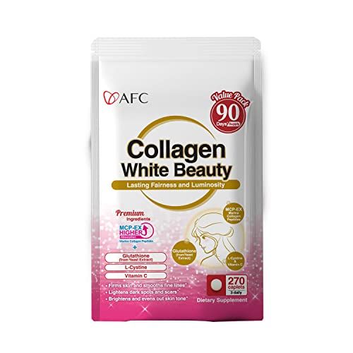 AFC Japan Collagen White Beauty with Marine Collagen Peptide, Glutathione, L-Cystine - 1.5X Better Absorption Than Other Collagen - for Skin Firmness &amp; Whitening- 90 Days Supply&#39;s