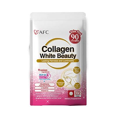 AFC Japan Collagen White Beauty with Marine Collagen Peptide, Glutathione, L-Cystine - 1.5X Better Absorption Than Other Collagen - for Skin Firmness &amp; Whitening- 90 Days Supply&#39;s