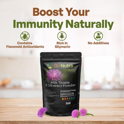 Go Nutra Milk Thistle Powder 1 lb. | Milk Thistle Extract 5:1 Strength Silymarin | Silybum Marianum Herbal Supplement Non-GMO
