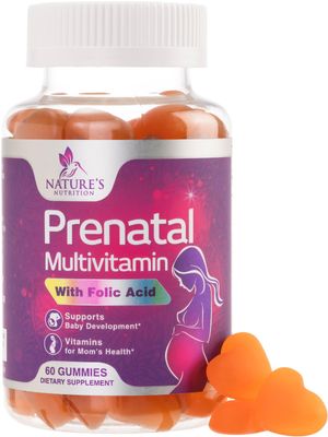 Prenatal Gummy with Folic Acid, Prenatal Vitamins and Minerals for Fetal Support, Vitamin A, C, D3, B12, B6 &amp; Folate, Prenatal Multivitamin for Pregnant &amp; Nursing Women - 60 Gummies, 30 Day Supply