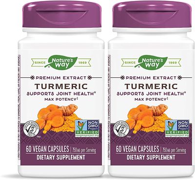 Nature&#39;s Way Premium Extract Turmeric Max Potency Standardized to 95% Curcuminoids 750 mg per serving 60 Vegan Capsules (Pack of 2)