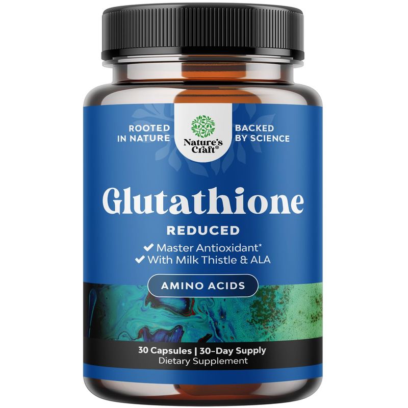 Reduced Glutathione Supplement with Milk Thistle - 500mg Per Serving Plus Alpha Lipoic Acid and Silymarin Milk Thistle Complex for Liver Support Skin Complexion and Immune Support (30 Servings)