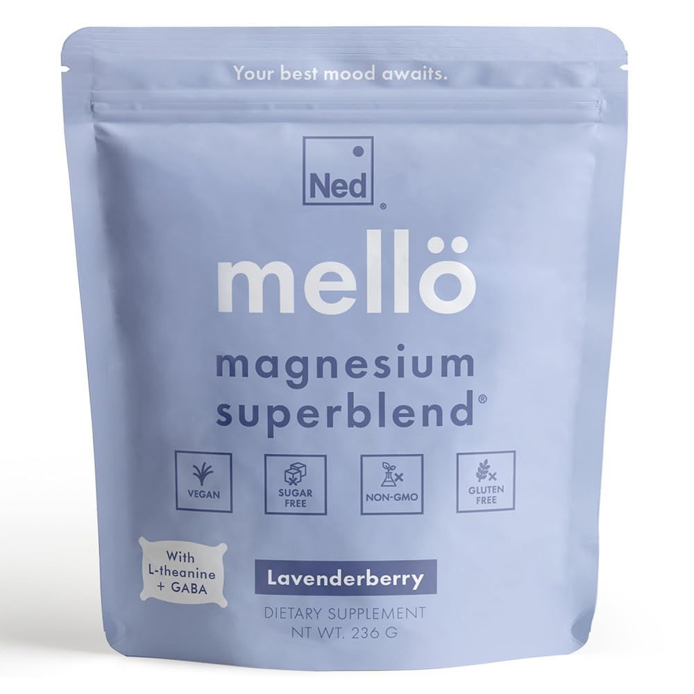 Ned - Mell Magnesium Superblend - Magnesium Powder Supplement Drink Mix with All Natural Magnesium Glycinate and L Theanine, 30 Servings - Supports Cognitive Function, Sleep, Calm Magnesium Powder