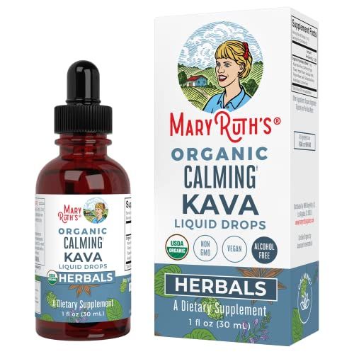 MaryRuth Organics, Herbal Supplement Drop, Calmness &amp; Relaxation, Pack of 1, USDA Kava Root, Sugar/Gluten Free, Support Sleep, Calm &amp; Stress Relief, Vegan, Non-GMO, 30 Servings