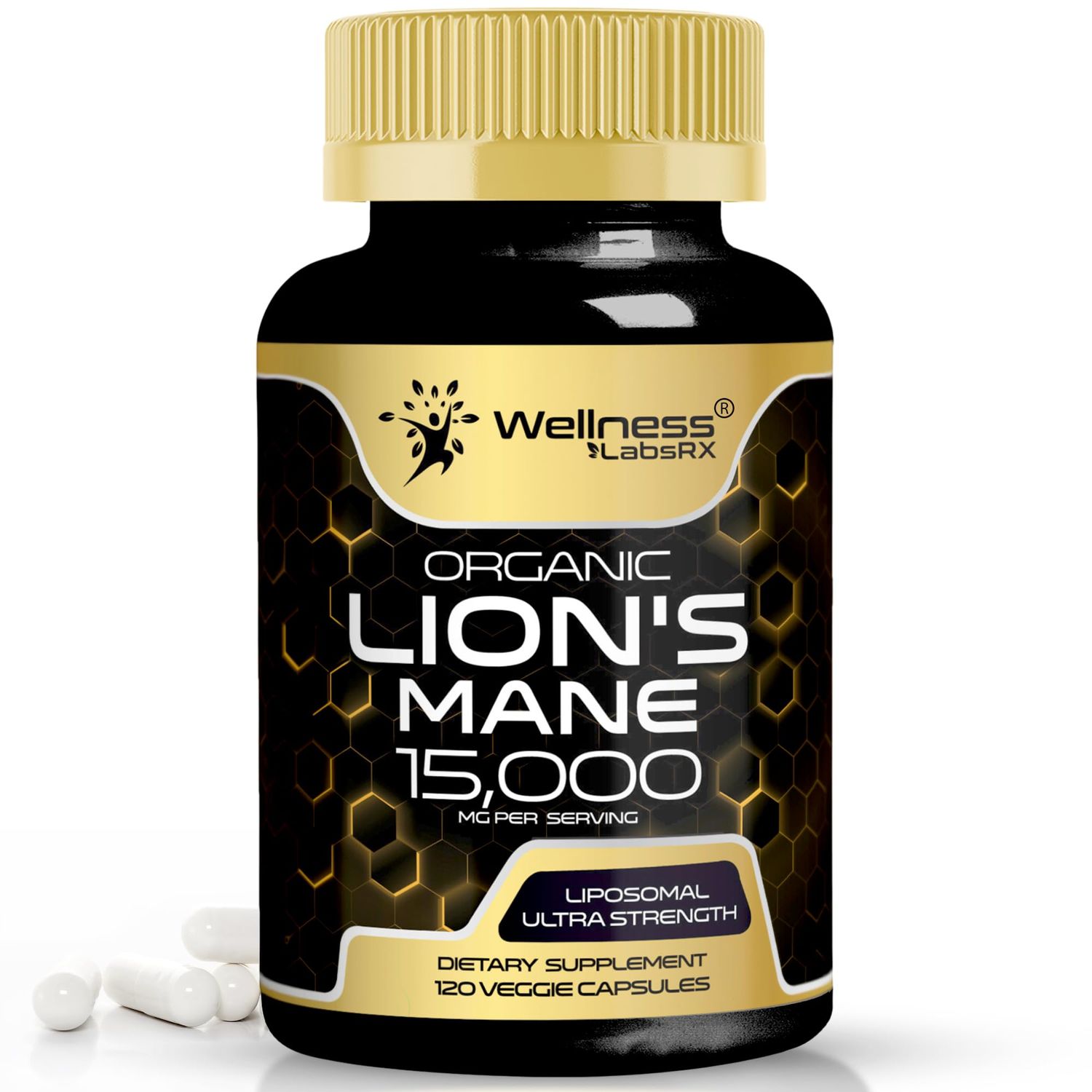 Lions Mane Supplement Capsules - 120 Count - Mushroom Supplement, Brain Supplements for Memory and Focus, Lion&#39;s Mane Mushroom Capsules Organic - Cognitive and Immune Support, Focus Supplement