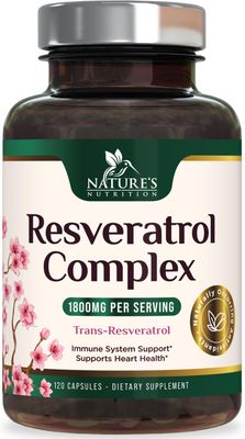 Resveratrol Supplement 1800mg - Extra Strength Antioxidants for Healthy Aging &amp; Immune Support - Heart Health &amp; Cellular Energy Support - Non-GMO, Bioavailable Trans-Resveratrol - 120 Vegan Capsules