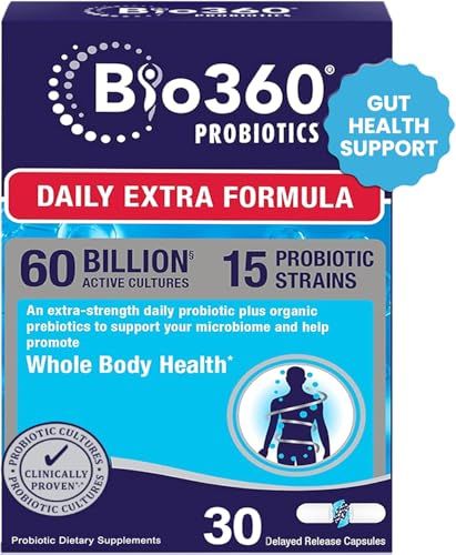 Extra Strength Probiotic for Digestive Health and Immune Support, 60 Billion CFU &amp; 15 Strains, Gut Health Probiotics for Men and Women Supports Occasional Constipation, Diarrhea, Gas &amp; Bloating, 30CT
