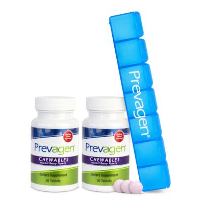 Prevagen Regular Strength 10mg, 30 Chewables |Mixed Berry-2 Pack| with Apoaequorin &amp; Vitamin D and 7-Day Pill Minder