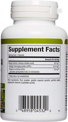 HerbalFactors by Natural Factors, Ginkgo Biloba, Supports Memory, Mental Performance and Healthy Brain Function, 60 capsules (60 servings)
