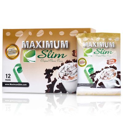 Maximum Slim Premium Instant Cocoa - Creamy, Delicious 4-in-1 Formula with Natural Herbal Extracts for Energy &amp; Vitality, Maximum Satisfaction &amp; Taste. No Side Effects (Laxative-Free) -USA Made, 12 Ct