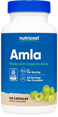 Nutricost Amla 1000mg, 120 Vegetarian Capsules - CCOF Certified Made with Organic, Non-GMO, Gluten Free, 60 Servings