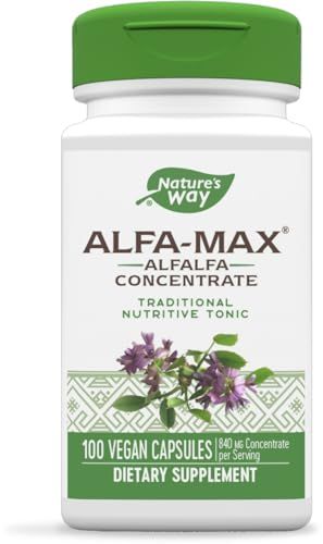 Nature&#39;s Way Alfa-Max - Alfalfa Supplement - Alfalfa Leaf, Stem &amp; Flower - Gluten Free &amp; Vegan - 100 Capsules