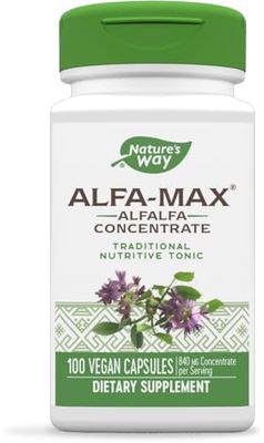 Nature&#39;s Way Alfa-Max - Alfalfa Supplement - Alfalfa Leaf, Stem &amp; Flower - Gluten Free &amp; Vegan - 100 Capsules