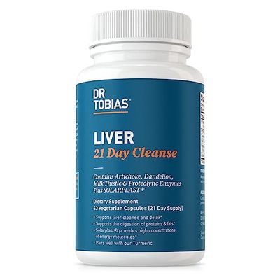 Dr. Tobias Liver 21 Day Cleanse, Herbal Liver Detox Cleanse with Solarplast, Artichoke, Milk Thistle &amp; Dandelion Extract, 63 Vegetable Capsules (3 Daily)