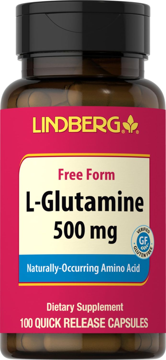 Lindberg L Glutamine Capsules | 500mg | 100 Count | Naturally-Occuring Amino Acid | Non GMO, Gluten Free Supplement