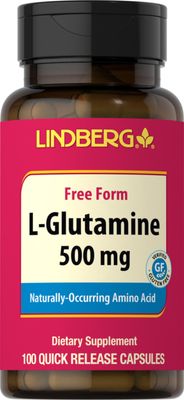 Lindberg L Glutamine Capsules | 500mg | 100 Count | Naturally-Occuring Amino Acid | Non GMO, Gluten Free Supplement