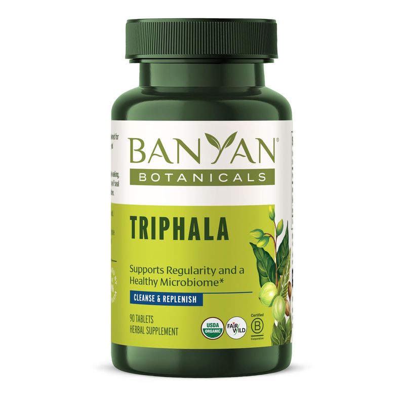 Banyan Botanicals Triphala Tablets - Organic Triphala Supplement with Amla, Haritaki &amp; Bibhitaki - For Digestion, Elimination &amp; Healthy Gut Microbiome* - 90 Tablets - Non-GMO Sustainably Sourced Vegan