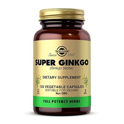 Solgar Super Ginkgo, 120 Vegetable Capsules - Full Potency (FP) - Antioxidant & Nervous System Support - Brain Health - Non-GMO, Vegan, Gluten Free, Dairy Free, Kosher - 120 Servings