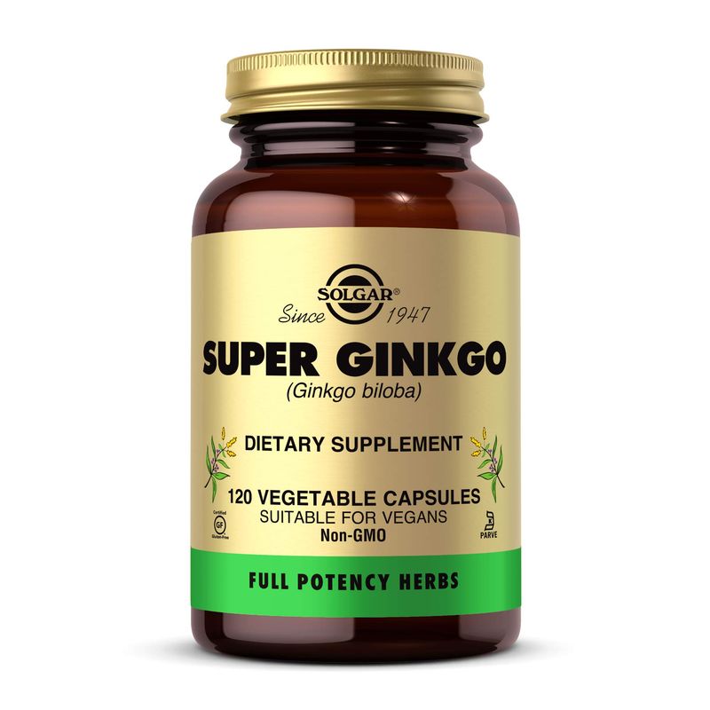 Solgar Super Ginkgo, 120 Vegetable Capsules - Full Potency (FP) - Antioxidant &amp; Nervous System Support - Brain Health - Non-GMO, Vegan, Gluten Free, Dairy Free, Kosher - 120 Servings