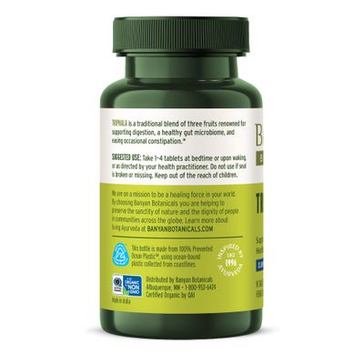 Banyan Botanicals Triphala Tablets - Organic Triphala Supplement with Amla, Haritaki & Bibhitaki - For Digestion, Elimination & Healthy Gut Microbiome* - 90 Tablets - Non-GMO Sustainably Sourced Vegan