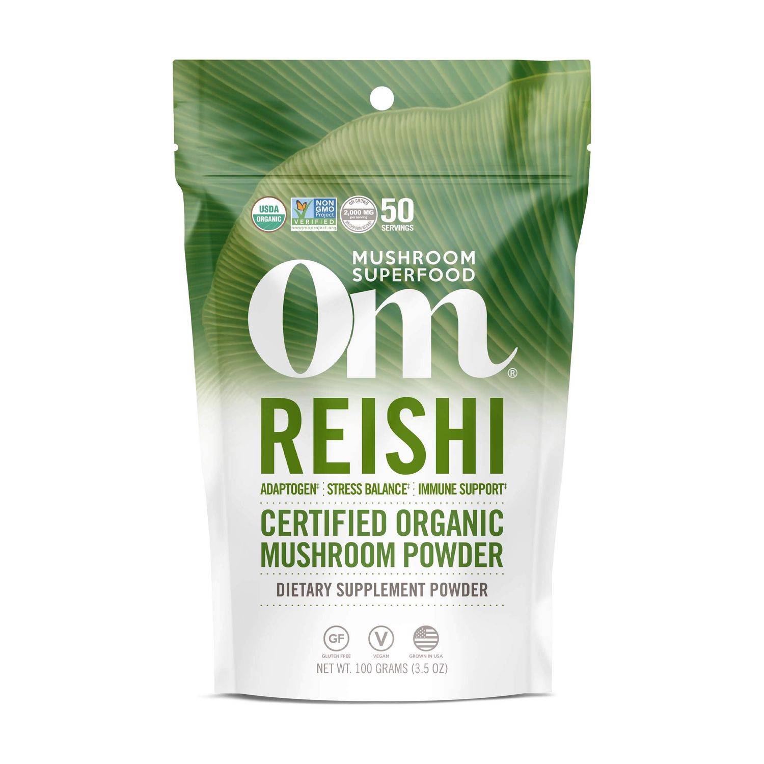 OM Mushroom Superfood Reishi Organic Mushroom Powder, 3.5 Ounce, 50 Servings, Adaptogen, Stress &amp; Immune Support, Superfood Mushroom Supplement