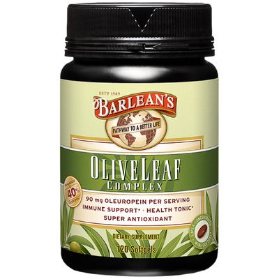 Barlean&#39;s Olive Leaf Complex Softgels Immune Support Supplement with 90 mg Oleuropein Antioxidants, Concentrated Heart Health &amp; Immunity Booster Pills, 120 Count