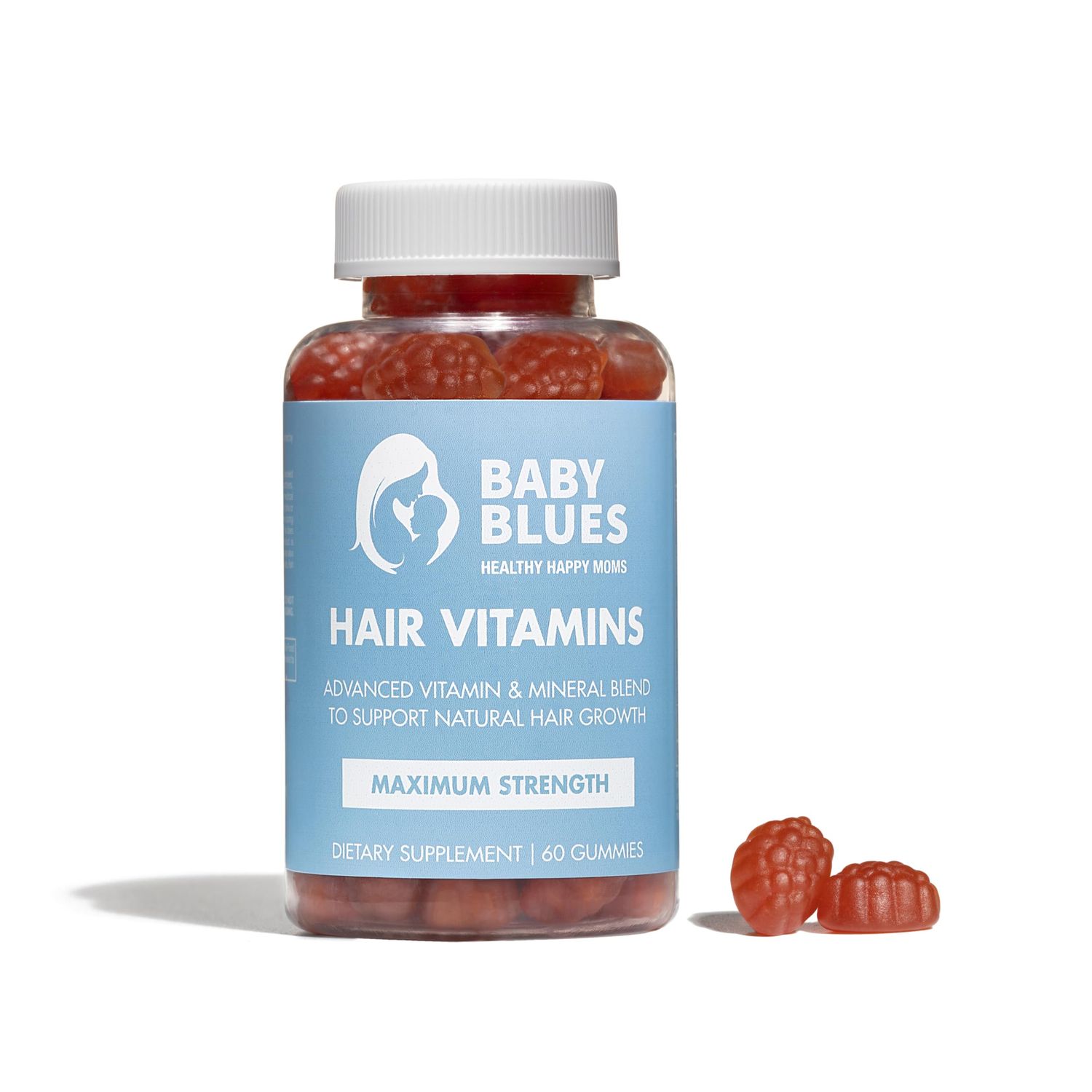 Baby Blues Postpartum Hair Loss Vitamins - Passion Fruit Gummies with Biotin, Collagen, &amp; Folate