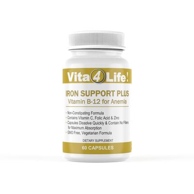 Iron Support &#39;Plus&#39; Vitamin B-12 - Bariatric Supplement for Anemia - 60 Count