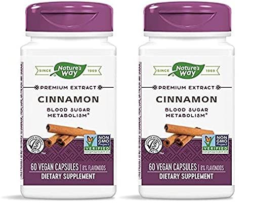 Nature's Way Premium Extract Cinnamon Standardized to 8% Flavonoids 60 Vcaps (Pack of 2)