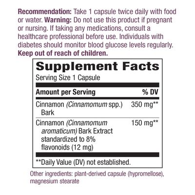 Nature's Way Premium Extract Cinnamon Standardized to 8% Flavonoids 60 Vcaps (Pack of 2)