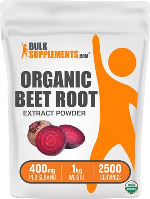 BulkSupplements.com Organic Beet Root Extract Powder - Superfood Supplement, Beets Supplements, Beets Powder - Vegan &amp; Gluten Free, 400mg per Serving, 1kg (2.2 lbs) (Pack of 1)