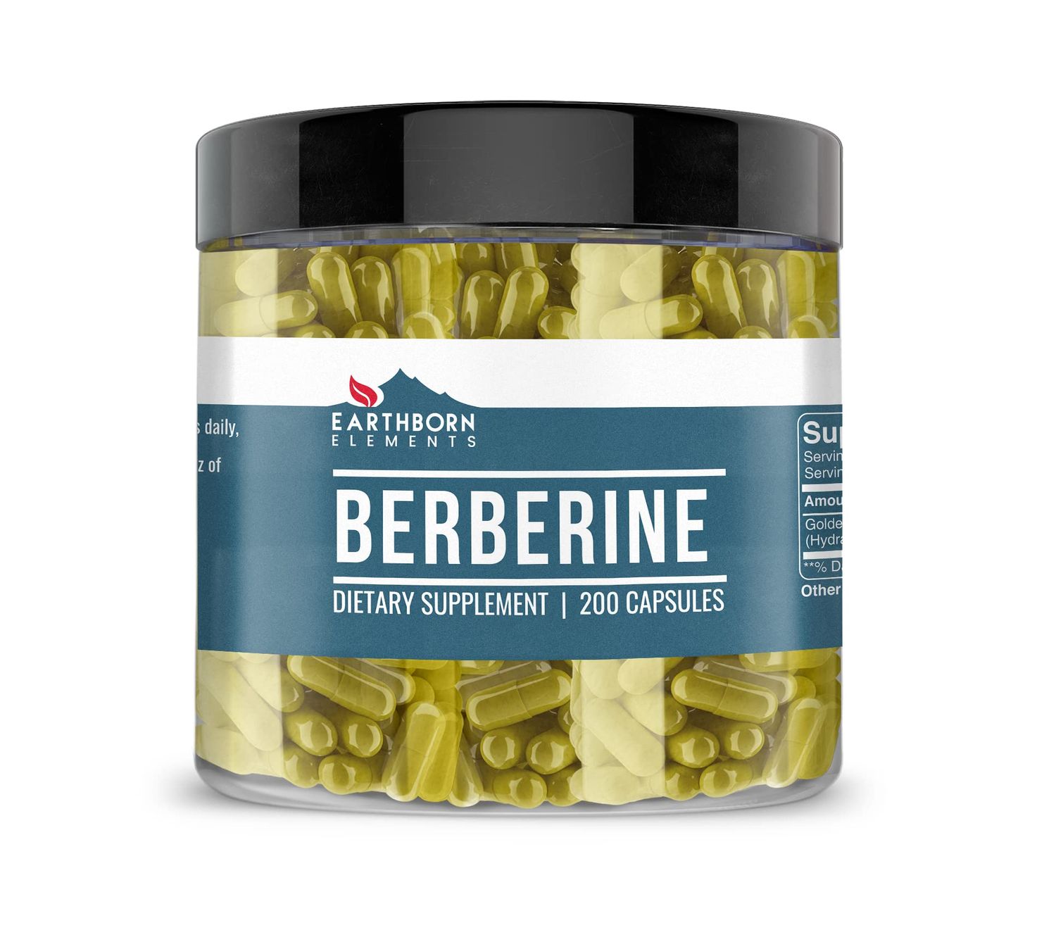 Earthborn Elements Berberine 200 Capsules, Pure &amp; Undiluted, No Additives