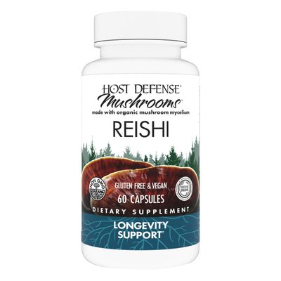 Host Defense Reishi Capsules - Heart &amp; Immune Health Support Supplement - Mushroom Supplement to Support Energy &amp; Vitality - Reishi Supplement to Aid Overall Well-Being - 60 Capsules (30 Servings)*