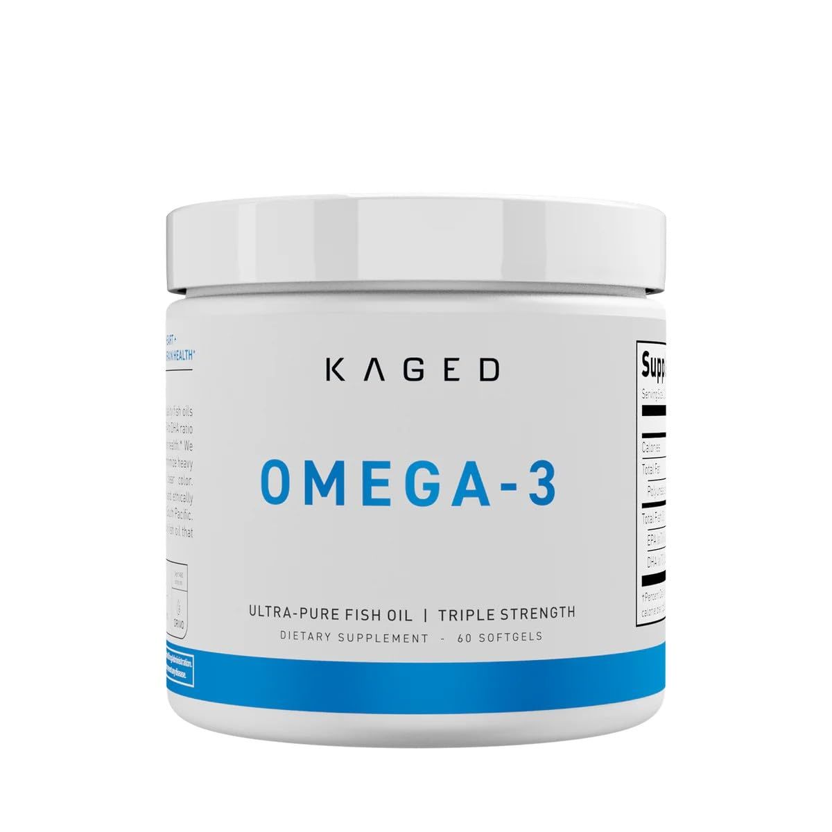 Kaged Omega 3 Fish Oil Supplement | 3000mg Omega 3 Fatty Acid with EPA &amp; DHA | Ultra-Pure | No Fish Burps | 60 Pills