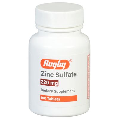 Rugby Zinc Sulfate 220 mg Tablets - Made with Zinc Sulfate Heptahydrate - Dietary Supplement - 100 Tablets